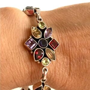 Genuine 925 multi-faceted gemstone bracelet